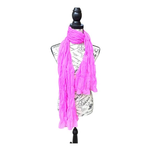Vintage Echo Design Bright Pink Lightweight Crinkle Scarf Soft Fuschia NEW w Tag - Picture 1 of 8